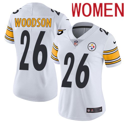 Women Pittsburgh Steelers #26 Rod Woodson Nike White Vapor Limited NFL Jersey->women nfl jersey->Women Jersey